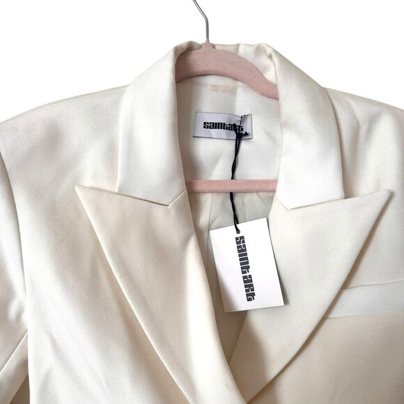 SAINT ART Bryn Cropped Tuxedo Blazer White NWT Small - Picture 4 of 4
